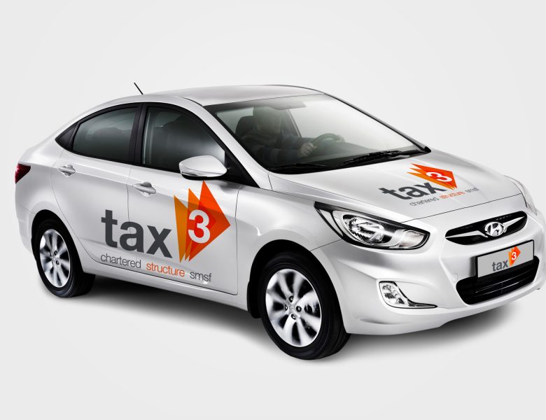 Tax 3 Logo Design on Vehicle