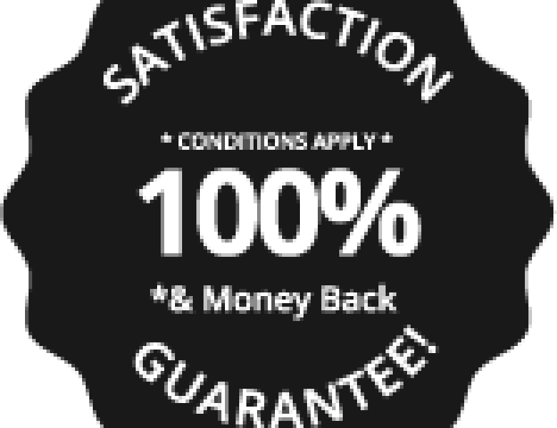 100% satisfaction guarantee logo design services badge