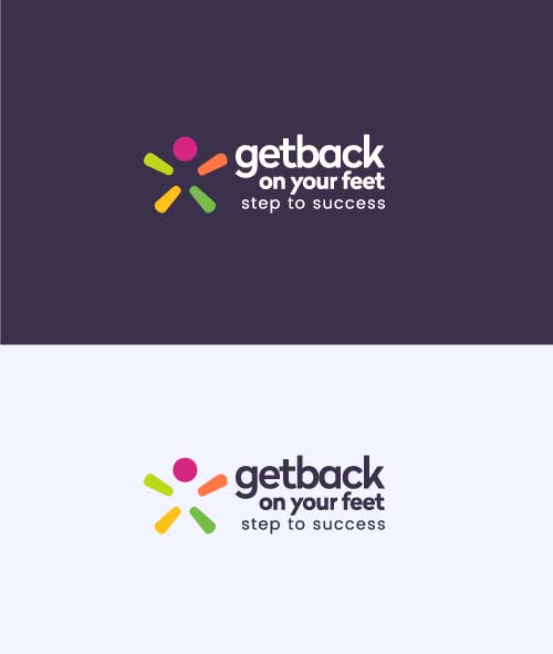 A case study image of a logo called Get Back on Your Feet