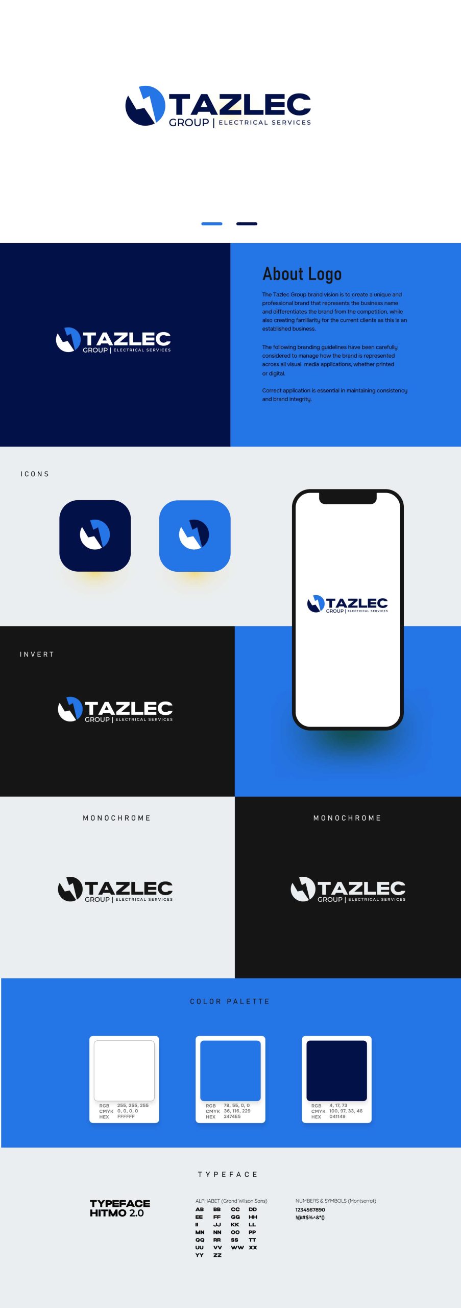 single page brand guidelines Tazlec Electrical Services